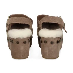 MOU Zuecos de Mujer Suede clog with back strap ELGRY
