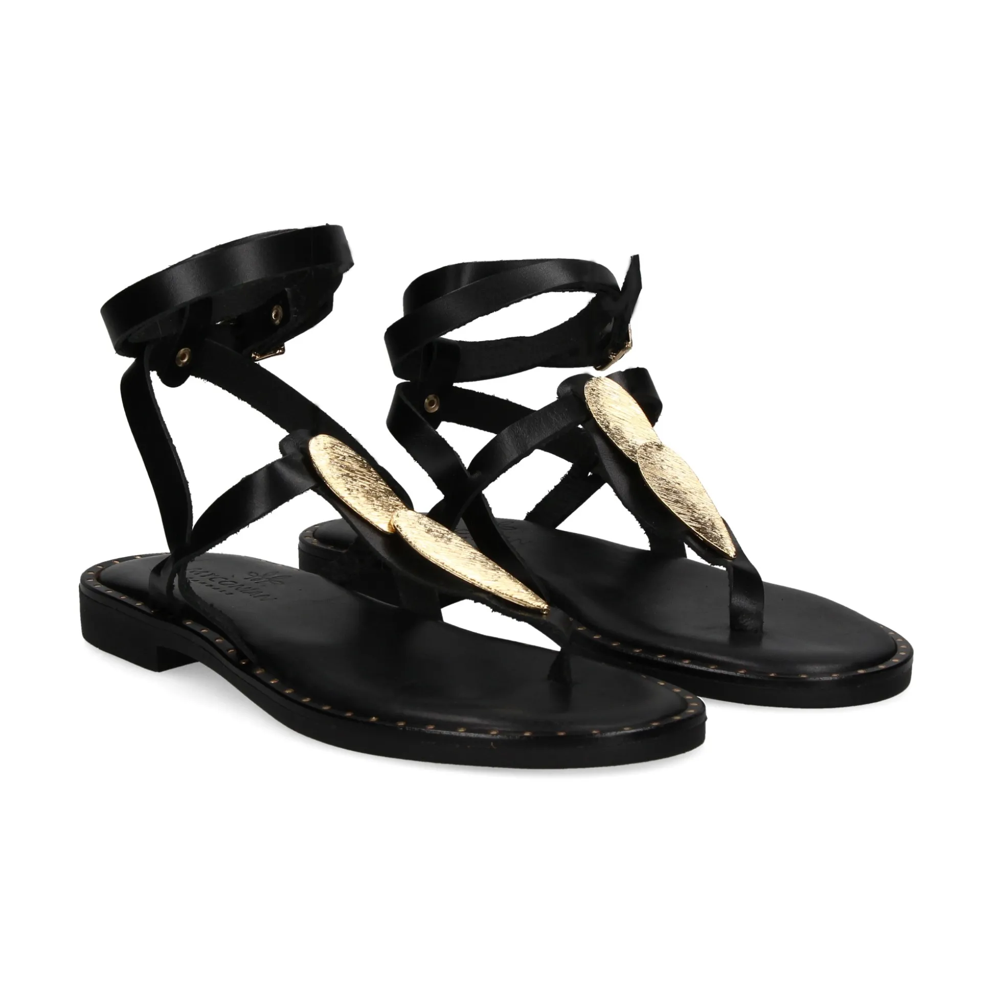 MYCONIAN Sandalias planas de Mujer 2206 NEGRO