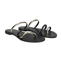 NICOLAS LAINAS Sandalias planas de Mujer 927-T BLACK GOLD