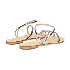 NICOLAS LAINAS Sandalias planas de Mujer 963-T SILVER BEIG
