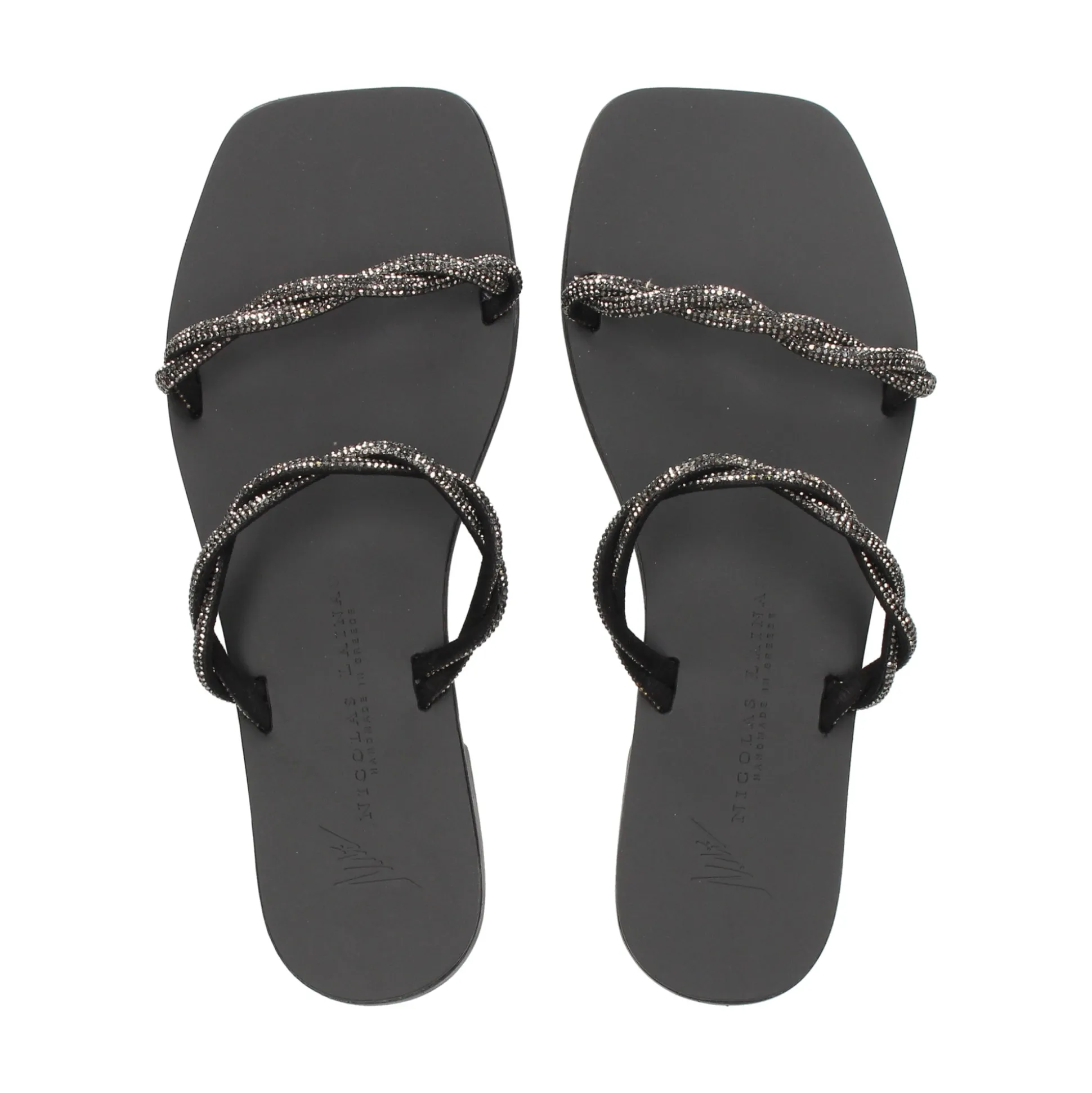 NICOLAS LAINAS Sandalias planas de Mujer Q43-TC NEGRO