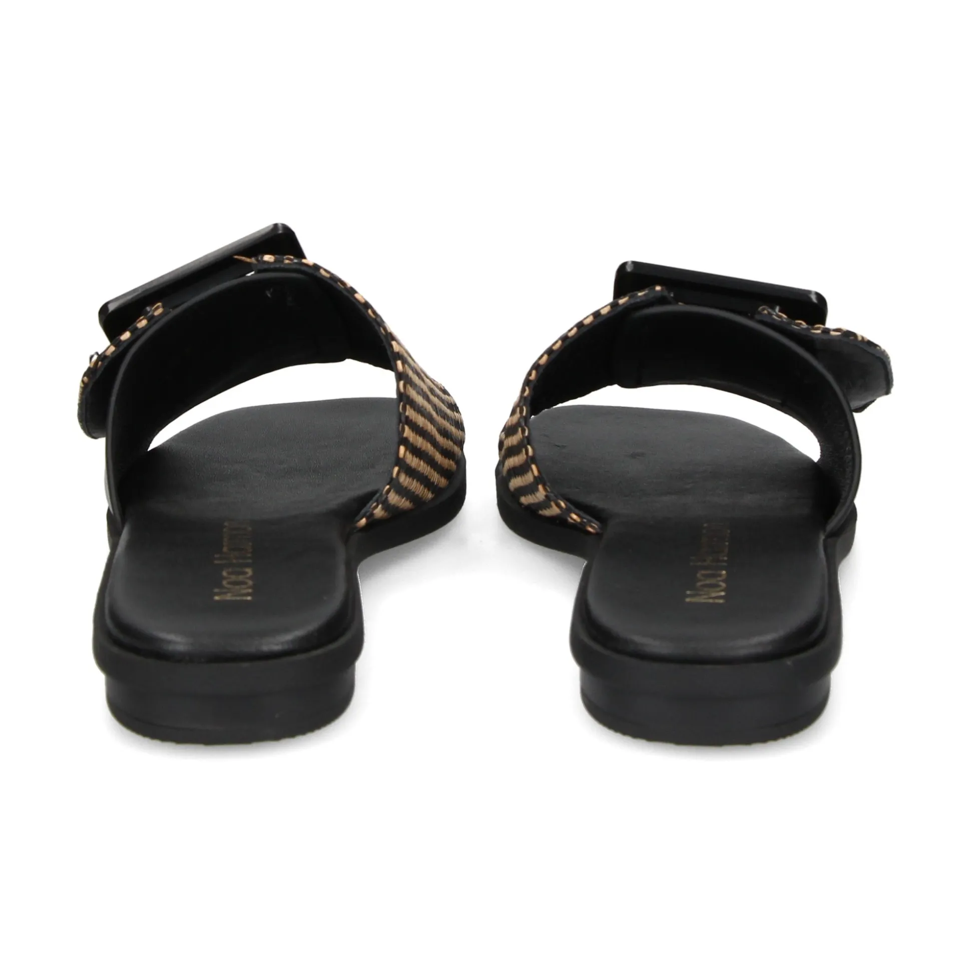 NOA HARMON Sandalias planas de Mujer 009252-0067 NEGRO-CUERO