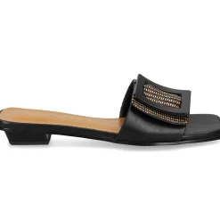 NOA HARMON Sandalias planas de Mujer 008967-0067 NEGRO-CUERO