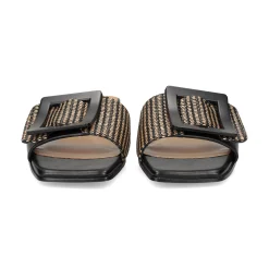 NOA HARMON Sandalias planas de Mujer 008967-0067 NEGRO-CUERO