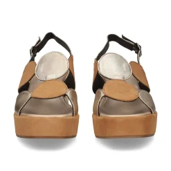 PLUMERS Sandalias cuña de Mujer 3946 PLATINO-CUERO