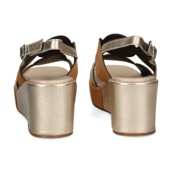 PLUMERS Sandalias cuña de Mujer 3946 PLATINO-CUERO