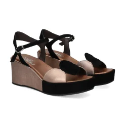 PLUMERS Sandalias cuña de Mujer 3796 NEGRO/BRONCE