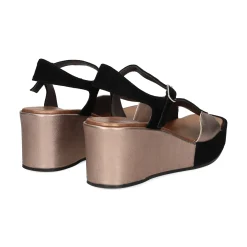 PLUMERS Sandalias cuña de Mujer 3796 NEGRO/BRONCE