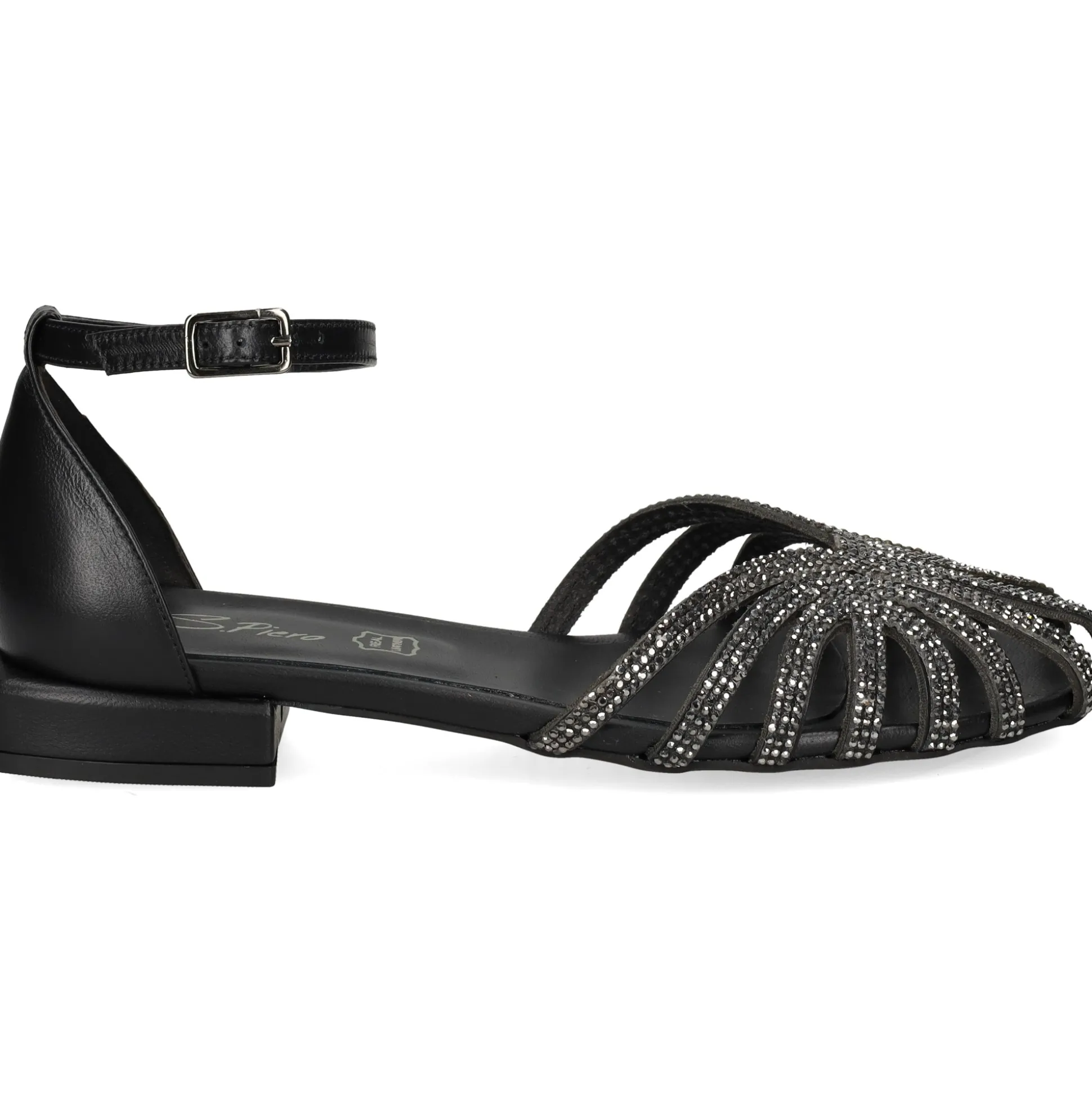 S.PIERO Sandalias planas de Mujer E35-018 NEGRO