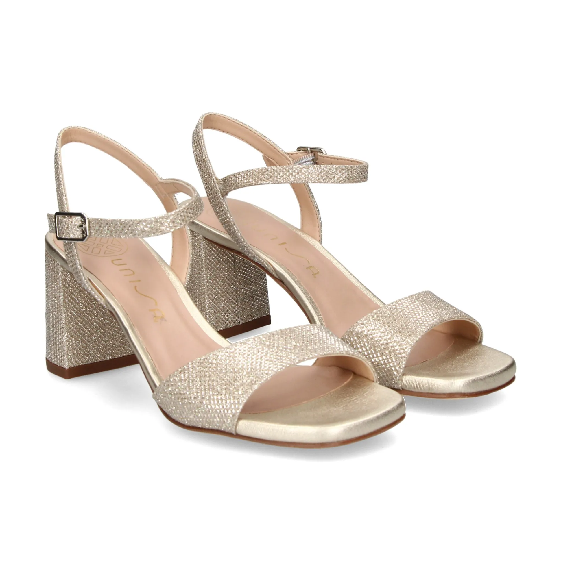 UNISA Sandalias con tacón de Mujer MORATY_23_EV PLATINO